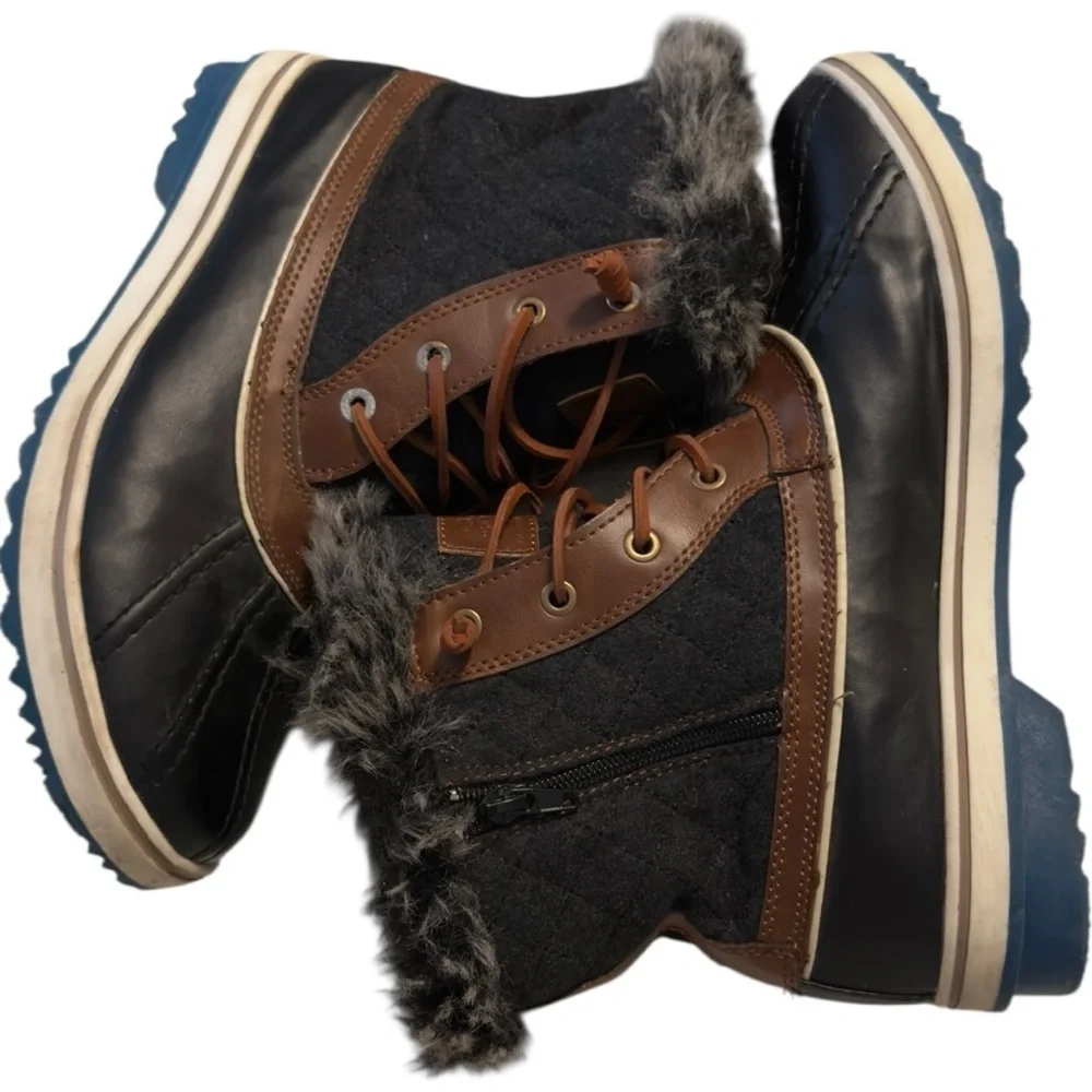 🌸Global Win Black and Brown Fur-Lined Women's Boots